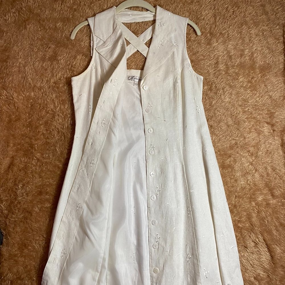 Dress Barn White Collared Sleeveless Maxi Dress Size 10